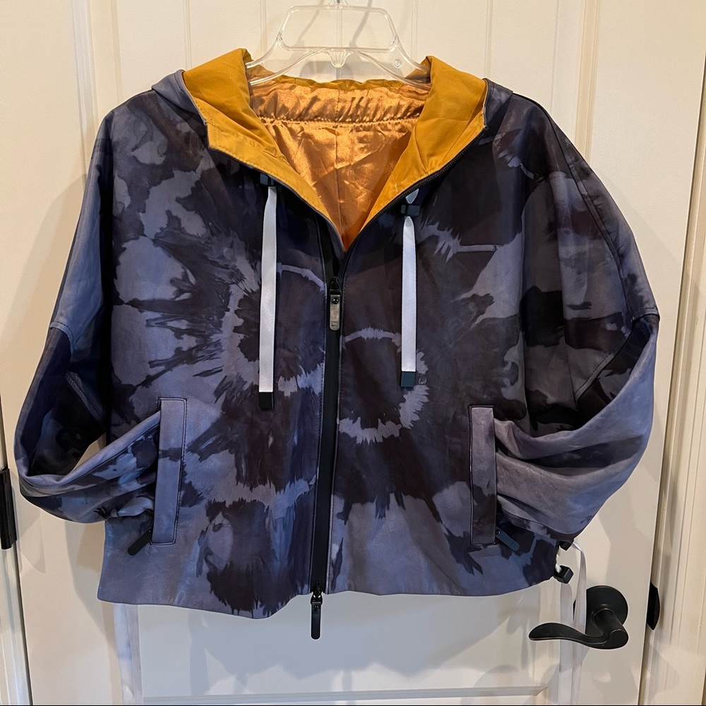 Blue Tie Dye Leather Hooded Jacket